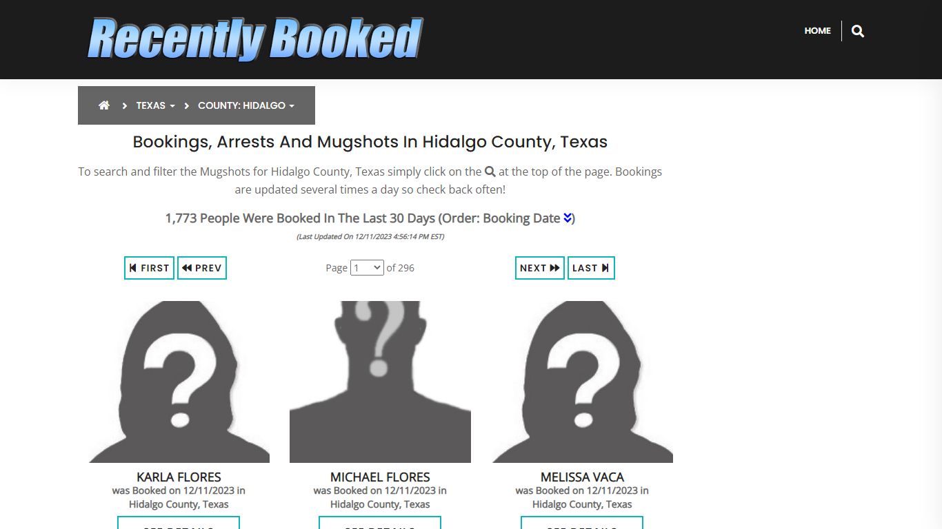 Recent bookings, Arrests, Mugshots in Hidalgo County, Texas